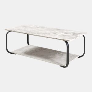 Mesa de centro Kolta 120x60x43 cm com aspeto de mármore, Branco en.casa