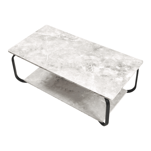 Mesa de centro Kolta 120x60x43 cm com aspeto de mármore, Branco en.casa