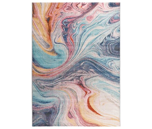 Alfombra abstracta de pelo corto multicolor samara, 80x150 cm - atticgo
