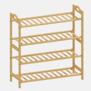 HOMCOM Sapateira de 4 Níveis Estante para Sapatos em Bambu para 12 Pares de Sapatos para Entrada Corredor Quarto 67,5x24,7x72 cm Madeira