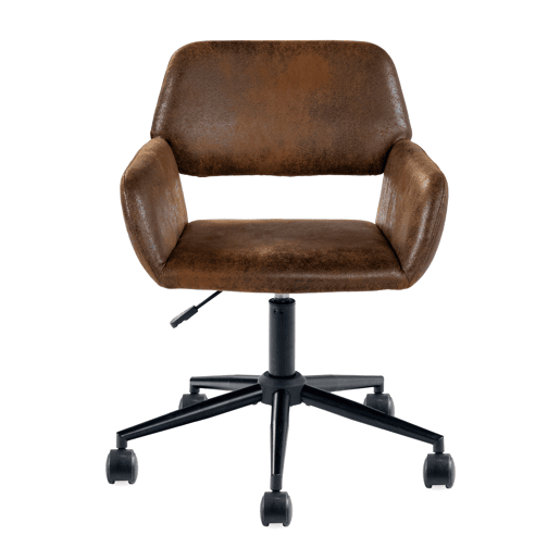 Banco giratório ROSS KD SUEDE CASTANHO PRETO D com rodas e altura ajustável