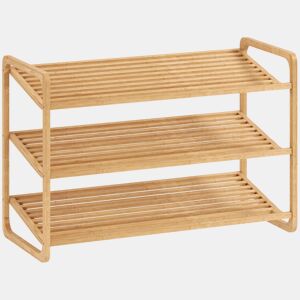 HOMCOM Sapateira de 3 Níveis Estante para Sapatos em Bambu para 12 Pares de Sapatos Estante para Entrada Corredor Quarto 76x33x50,8 cm Madeira