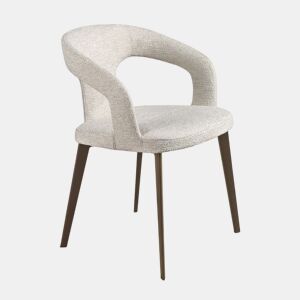 Cadeira em tecido esbranquiçado modelo 4173 Angel Cerdá S.L.Cadeira com braços de design moderno com assento e encosto estofados em tecido branco.
