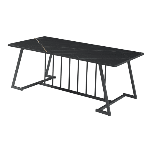 Mesa de centro Nospoo 120x60x46 cm Aspeto mármore, Preto en.casa