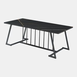 Mesa de centro Nospoo 120x60x46 cm Aspeto mármore, Preto en.casa