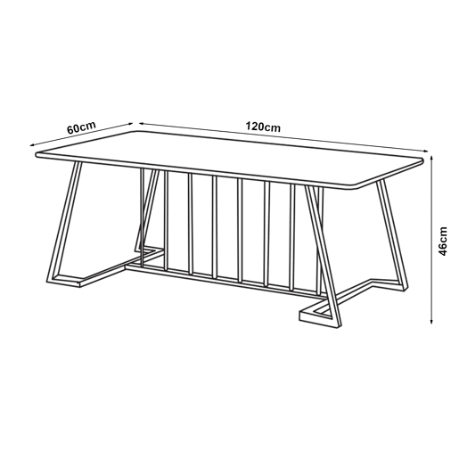 Mesa de centro Nospoo 120x60x46 cm Aspeto mármore, Preto en.casa