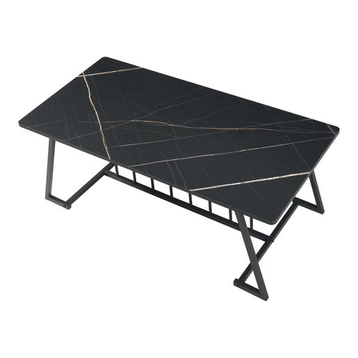 Mesa de centro Nospoo 120x60x46 cm Aspeto mármore, Preto en.casa
