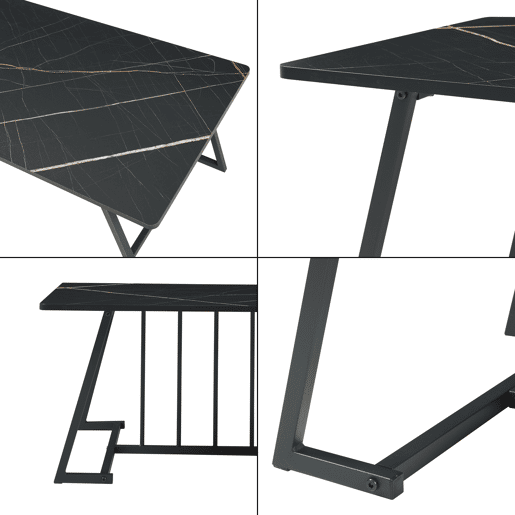 Mesa de centro Nospoo 120x60x46 cm Aspeto mármore, Preto en.casa