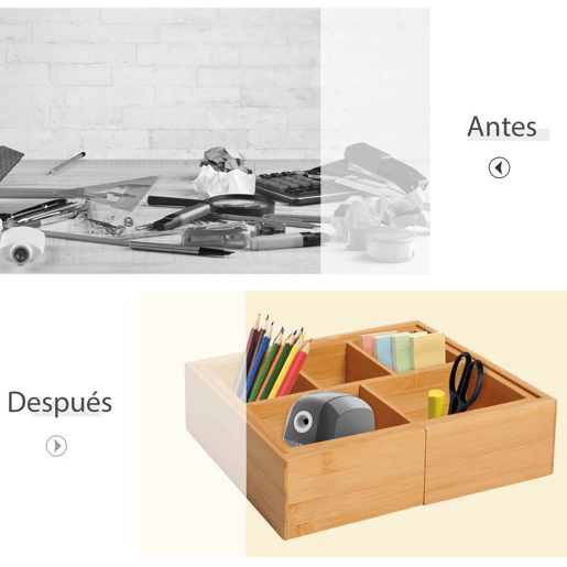 HOMCOM Organizador de Escritório de Bambu Caixa de Armazenamento Extensível com 5-7 Compartimentos para Maquilhagem Escritório Estúdio 24,6-41x17,6x7 cm Madeira