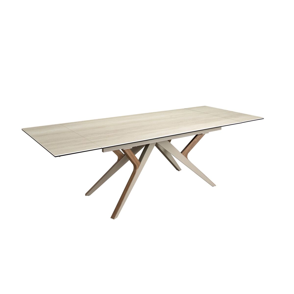 Mesa comedor extensible rectangular mármol porcelánico, acero 260x100
