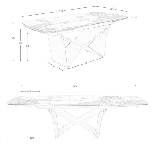 ANGEL CERDA Mesa de jantar oval extensível barril oval mármore porcelana e aço metálico taupe