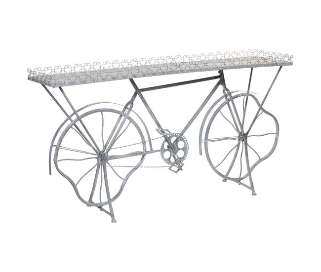 Recibidor en forma de bicicleta de metal, con medidas de 177.17x41.28x92.71 cm