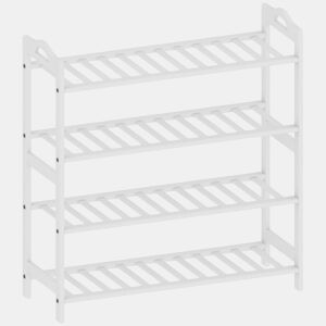 HOMCOM Sapateira de 4 Níveis Estante para Sapatos em Bambu para 12 Pares de Sapatos para Entrada Corredor Quarto 67,5x24,7x72 cm Branco