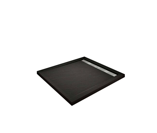 Plato de ducha cuadrado 100x100x3cm resina pizarra gel coat negro,válvula incluida