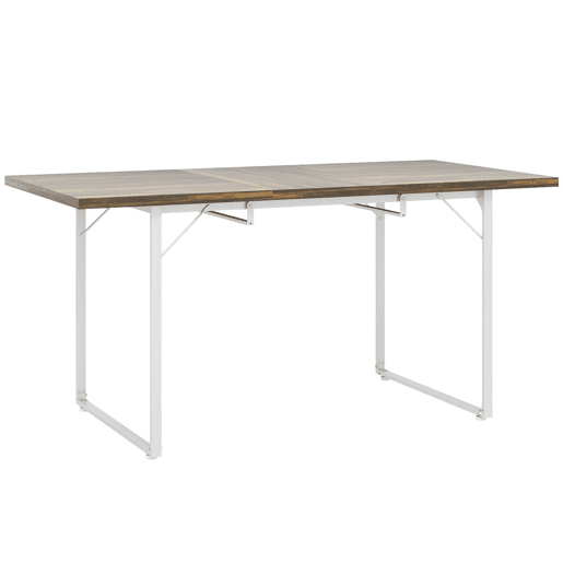 HOMCOM Mesa de Refeição Extensível Retangular para 4-6 Pessoas Mesa de Cozinha Extensível com Pés Metálicos para Sala de Jantar 120-160x80x75 cm Madeira e Branco