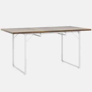 HOMCOM Mesa de Refeição Extensível Retangular para 4-6 Pessoas Mesa de Cozinha Extensível com Pés Metálicos para Sala de Jantar 120-160x80x75 cm Madeira e Branco