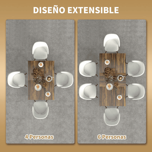 HOMCOM Mesa de Refeição Extensível Retangular para 4-6 Pessoas Mesa de Cozinha Extensível com Pés Metálicos para Sala de Jantar 120-160x80x75 cm Madeira e Branco