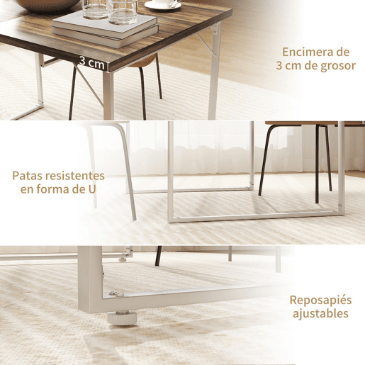 HOMCOM Mesa de Refeição Extensível Retangular para 4-6 Pessoas Mesa de Cozinha Extensível com Pés Metálicos para Sala de Jantar 120-160x80x75 cm Madeira e Branco