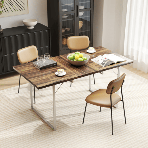 HOMCOM Mesa de Refeição Extensível Retangular para 4-6 Pessoas Mesa de Cozinha Extensível com Pés Metálicos para Sala de Jantar 120-160x80x75 cm Madeira e Branco