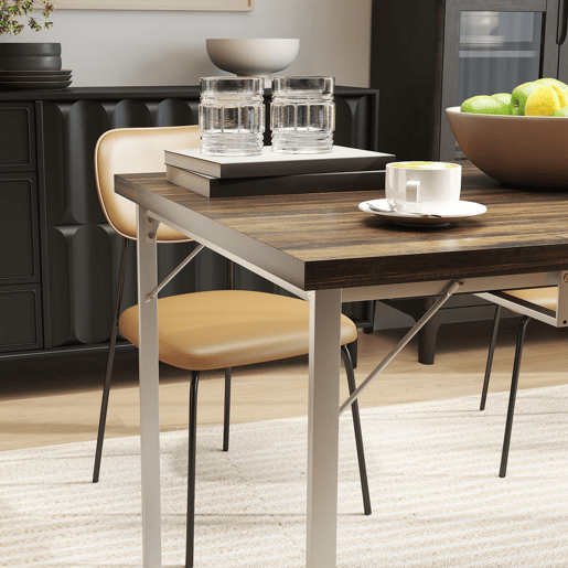 HOMCOM Mesa de Refeição Extensível Retangular para 4-6 Pessoas Mesa de Cozinha Extensível com Pés Metálicos para Sala de Jantar 120-160x80x75 cm Madeira e Branco