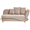 Chaise longue à direita MERI Linho sintético Castanho claro com arrumação