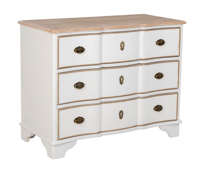 Comoda de madera de 3 cajones blanco 100x50x80