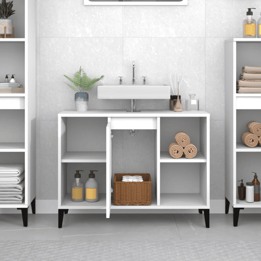 vidaXL Armário de lavatório 80x33x60 cm derivados de madeira branco vidaXL Armário de lavatório 80x33x60 cm derivados de madeira branco