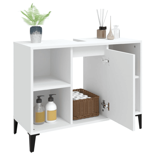vidaXL Armário de lavatório 80x33x60 cm derivados de madeira branco vidaXL Armário de lavatório 80x33x60 cm derivados de madeira branco