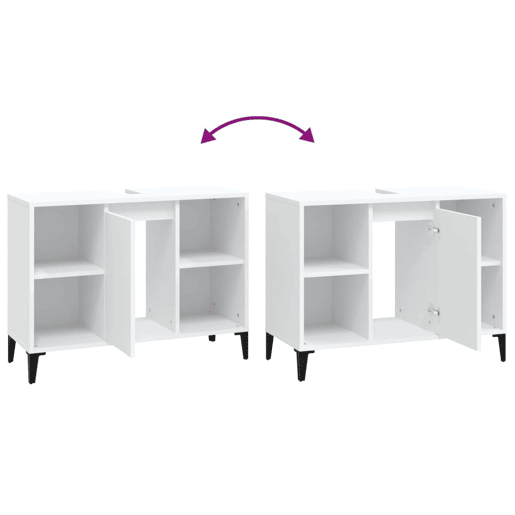 vidaXL Armário de lavatório 80x33x60 cm derivados de madeira branco vidaXL Armário de lavatório 80x33x60 cm derivados de madeira branco
