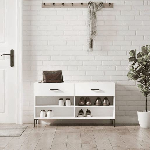 vidaXL Banco sapateira 102x35x55 cm derivados de madeira branco vidaXL Banco sapateira 102x35x55 cm derivados de madeira branco