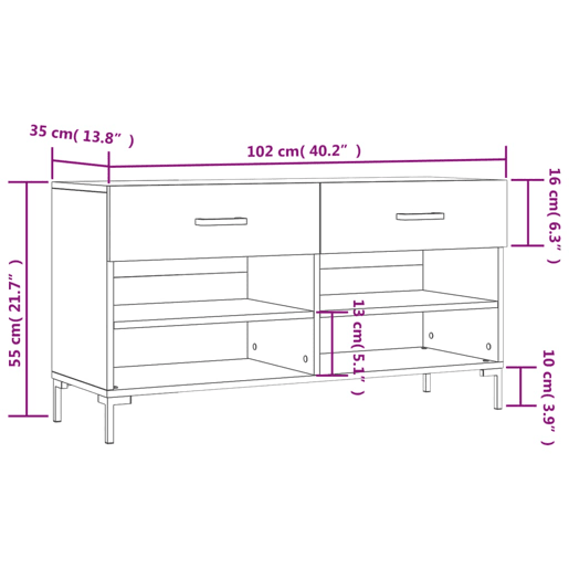 vidaXL Banco sapateira 102x35x55 cm derivados de madeira branco vidaXL Banco sapateira 102x35x55 cm derivados de madeira branco
