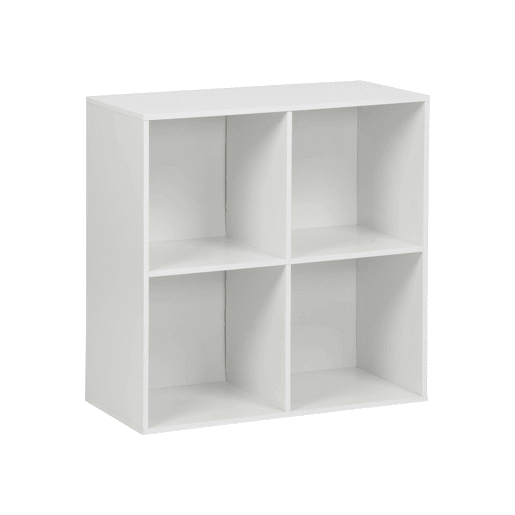 Biblioteca, módulo de armazenamento de 4 compartimentos, Kompo, Branco, 70x35x70 cm