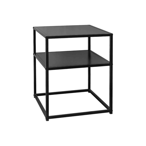 Mesa de cabeceira em metal preto com prateleira, Industrielle, Preto, 43x40x52 cm
