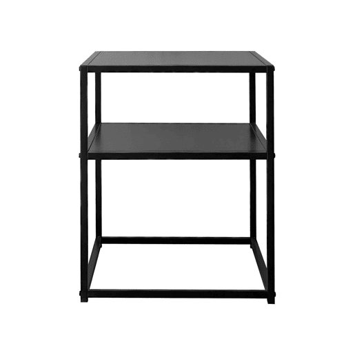 Mesa de cabeceira em metal preto com prateleira, Industrielle, Preto, 43x40x52 cm
