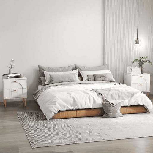 HOMCOM Conjunto de 2 Mesas de Cabeceira Mesas de Cabeceira para Dormitório com 2 Gavetas e Pés de Aço Estilo Moderno 40x35x50 cm Branco