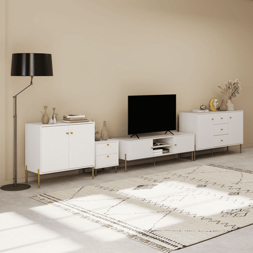 HOMCOM Conjunto de 2 Mesas de Cabeceira Mesas de Cabeceira para Dormitório com 2 Gavetas e Pés de Aço Estilo Moderno 40x35x50 cm Branco