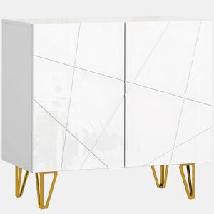 HOMCOM Aparador para Sala Aparador de Entrada com 2 Portas e Prateleiras Ajustáveis Armário de Armazenamento para Cozinha Sala 80x40x75 cm Branco Brilhante