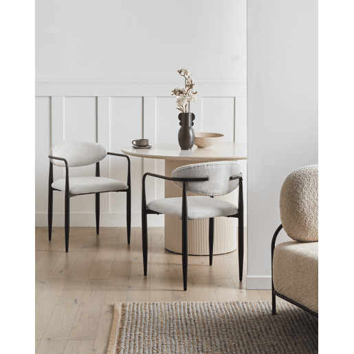 Conjunto de 2 cadeiras de jantar TANEVIK Tecido Branco creme
