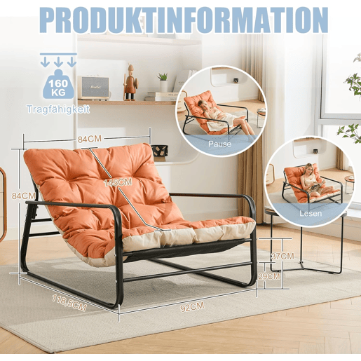 HAd030A sofa tubular salmon rojo 118,5 x 92 x 84 cm