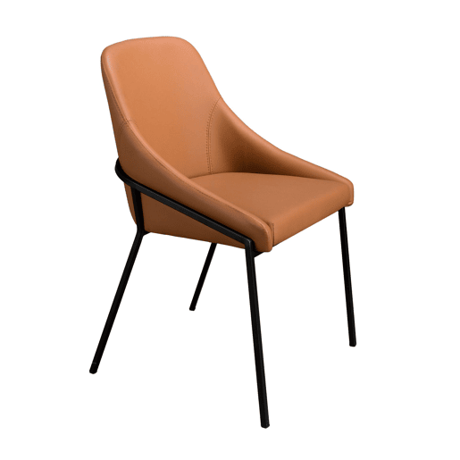 Cadeira de couro sintético laranja modelo 4161 Angel Cerdá S.L.Cadeira de design moderno com assento e encosto estofados em pele cor de laranja. Cadeira de couro sintético laranja modelo 4161 Angel Cerdá S.L.Cadeira de design moderno com assento e encosto estofados em pele cor de laranja.