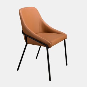 Cadeira de couro sintético laranja modelo 4161 Angel Cerdá S.L.Cadeira de design moderno com assento e encosto estofados em pele cor de laranja.