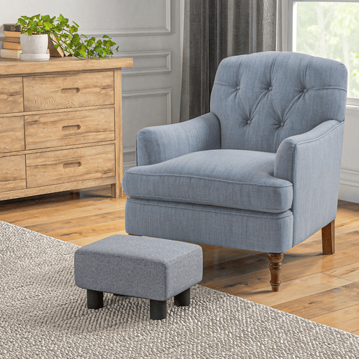 HOMCOM Apoio para os Pés de Sala de Estar Banco Baixo em Linho Banco Retangular com Estrutura de Madeira para Sala de Estar Dormitório 40x30x24 cm Cinzento