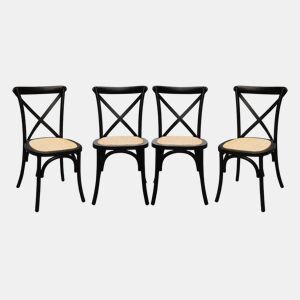 Cadeira de bistrô vintage madeira, set de 4, Belleville, Preto, 48.5x53.5x88.5 cm