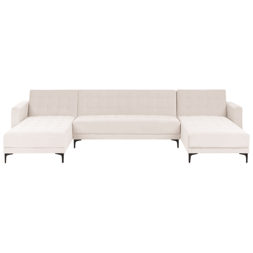Sofá-cama modular em forma de U ABERDEEN Veludo Creme claro 5 lugares