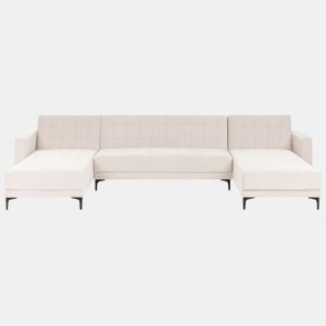 Sofá-cama modular em forma de U ABERDEEN Veludo Creme claro 5 lugares