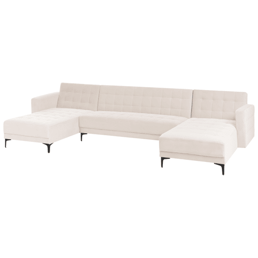 Sofá-cama modular em forma de U ABERDEEN Veludo Creme claro 5 lugares