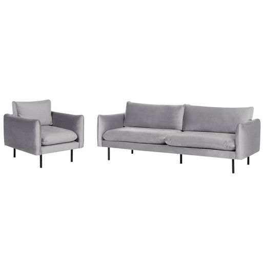 Conjunto de sala de estar VINTERBRO Veludo Cinzento 4 lugares