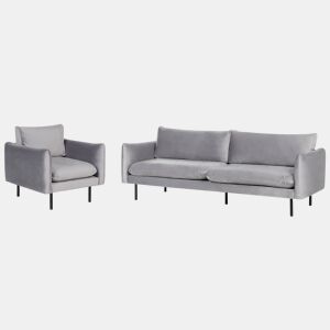 Conjunto de sala de estar VINTERBRO Veludo Cinzento 4 lugares