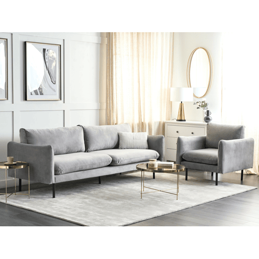 Conjunto de sala de estar VINTERBRO Veludo Cinzento 4 lugares