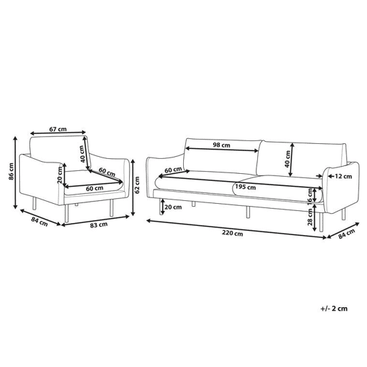 Conjunto de sala de estar VINTERBRO Veludo Cinzento 4 lugares